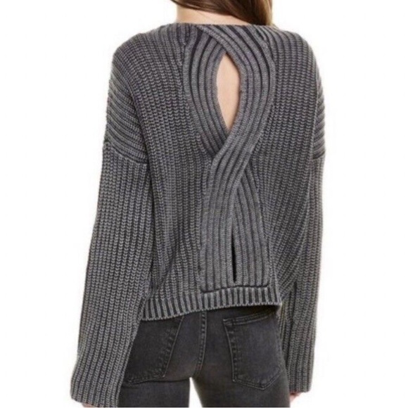 WILDFOX Max Cut Out Gray Sweater Pullover Top - Picture 1 of 6